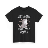 Just a Girl Wolf Animal Love T-Shirt - Black