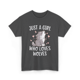 Just a Girl Wolf Animal Love T-Shirt - Dark Heather