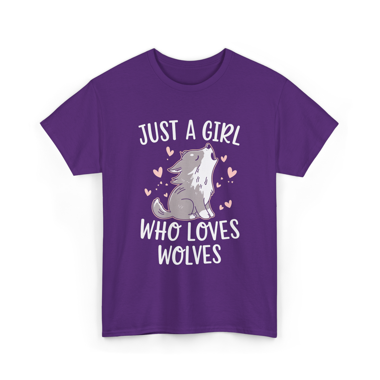 Just a Girl Wolf Animal Love T-Shirt - Purple