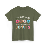 Just Here Donuts Dessert T-Shirt - Military Green