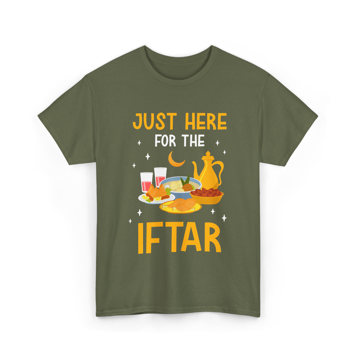 Just Here For The Iftar Ramadan T-Shirt - Military Green