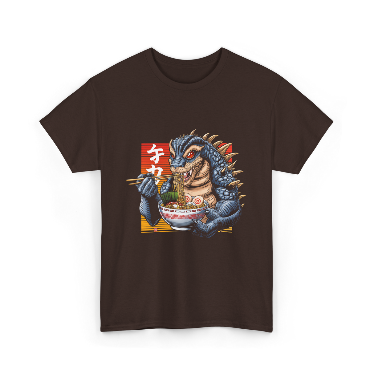 Kaiju Eating Ramen Monster Lover T-Shirt - Dark Chocolate