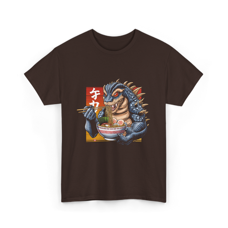 Kaiju Eating Ramen Monster Lover T-Shirt - Dark Chocolate