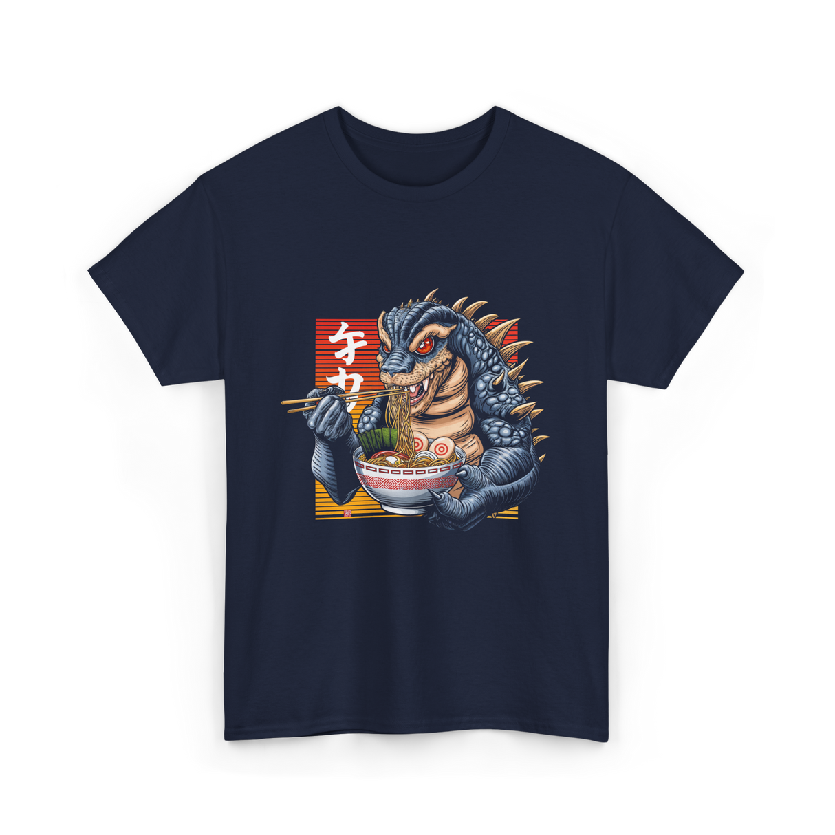 Kaiju Eating Ramen Monster Lover T-Shirt - Navy