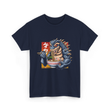 Kaiju Eating Ramen Monster Lover T-Shirt - Navy