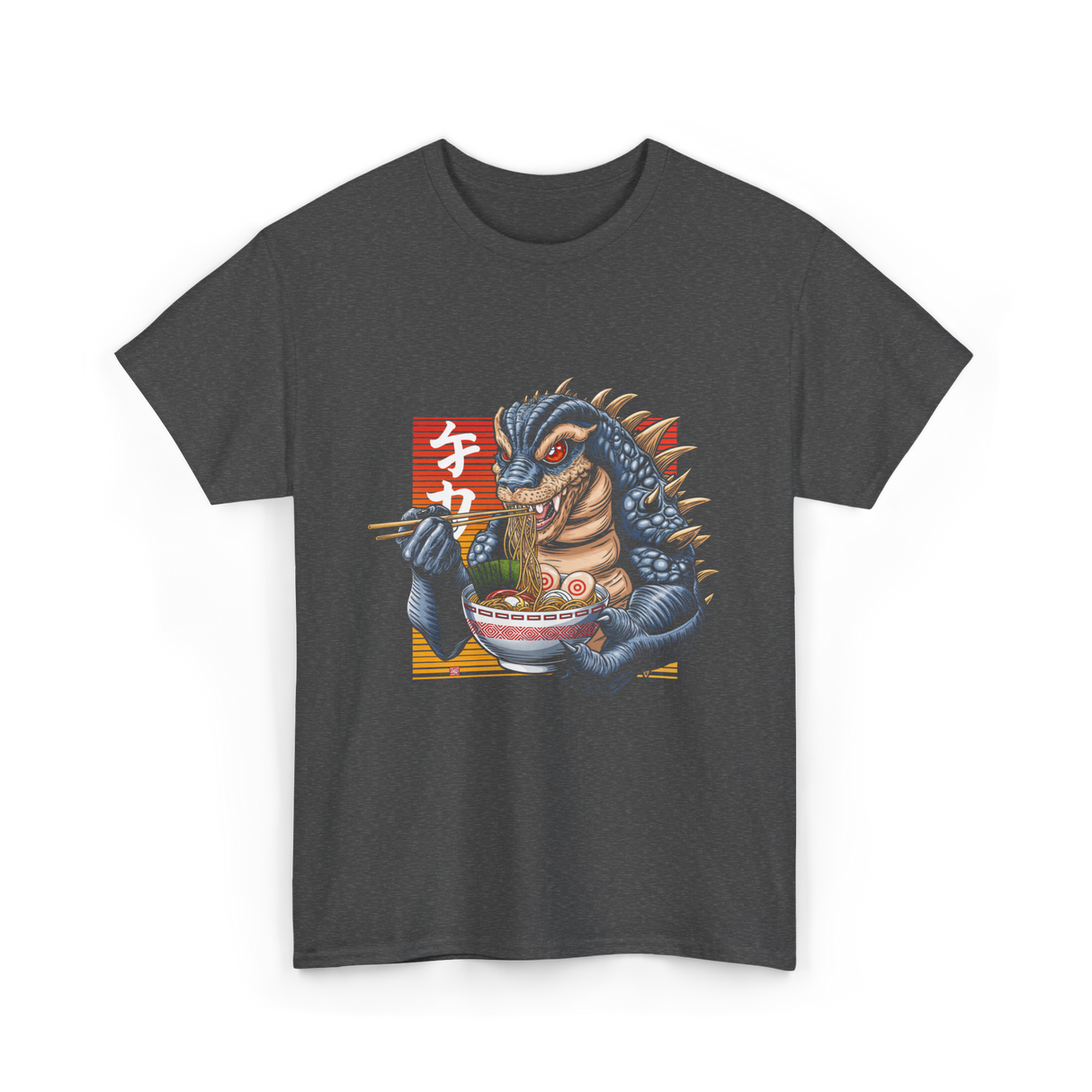 Kaiju Eating Ramen Monster Lover T-Shirt - Dark Heather