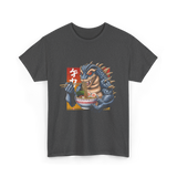 Kaiju Eating Ramen Monster Lover T-Shirt - Dark Heather