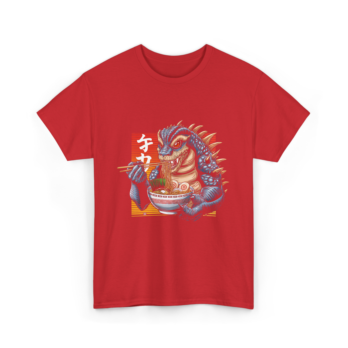 Kaiju Eating Ramen Monster Lover T-Shirt - Red