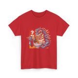 Kaiju Eating Ramen Monster Lover T-Shirt - Red