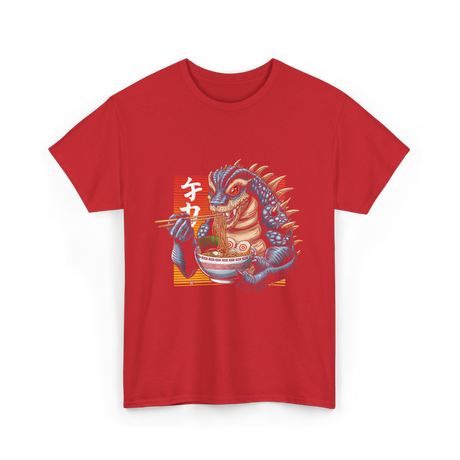 Kaiju Eating Ramen Monster Lover T-Shirt - Red