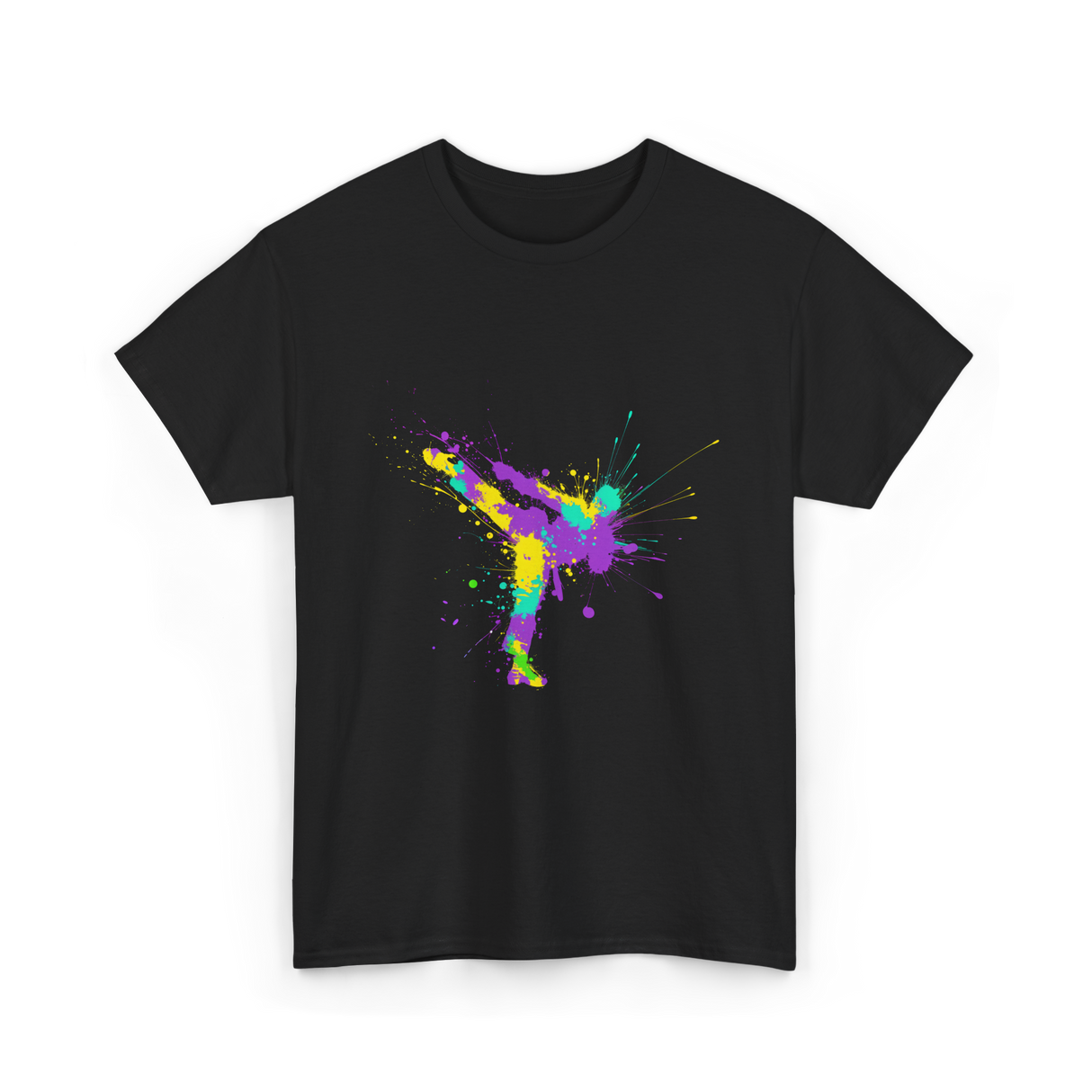 Karate Girl Splash Art Karate T-Shirt - Black