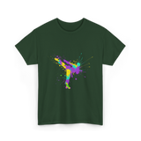 Karate Girl Splash Art Karate T-Shirt - Forest Green