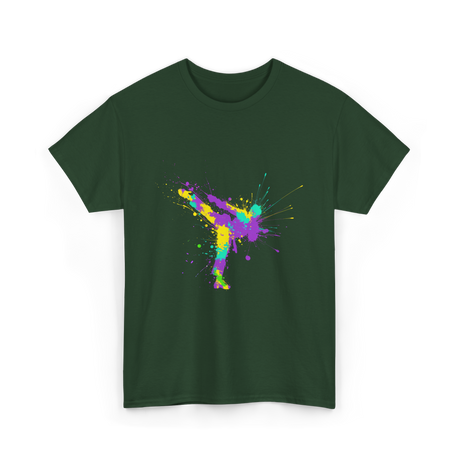 Karate Girl Splash Art Karate T-Shirt - Forest Green