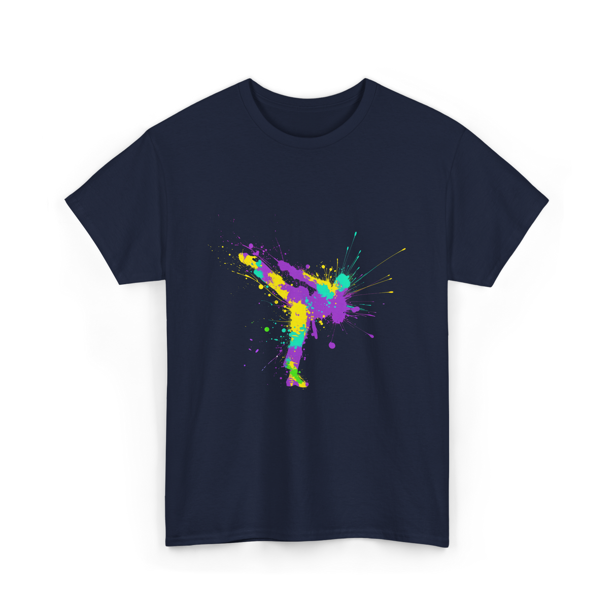 Karate Girl Splash Art Karate T-Shirt - Navy