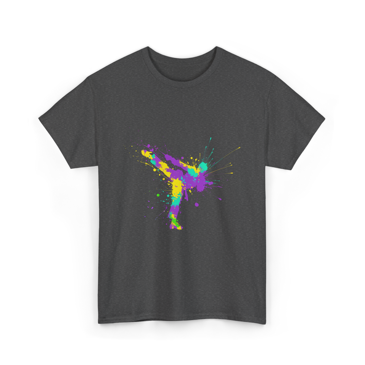 Karate Girl Splash Art Karate T-Shirt - Dark Heather