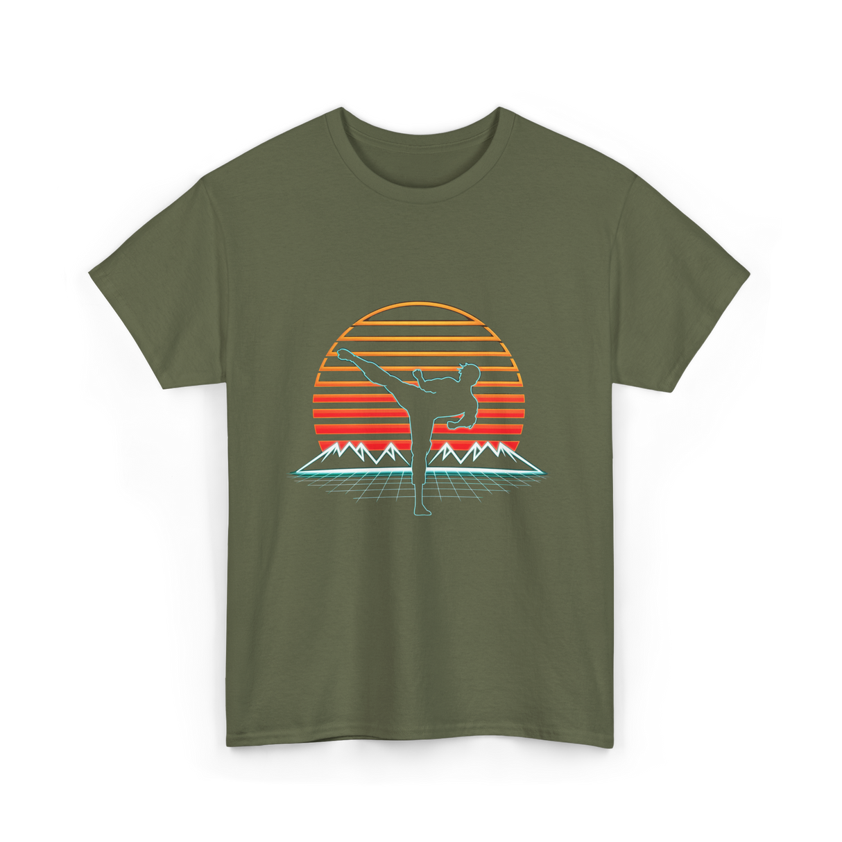 Karate Retro Style Karate T-Shirt - Military Green