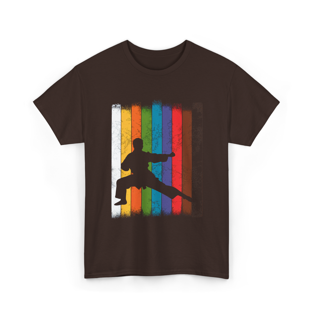 Karate Silhouette Martial Arts T-Shirt - Dark Chocolate