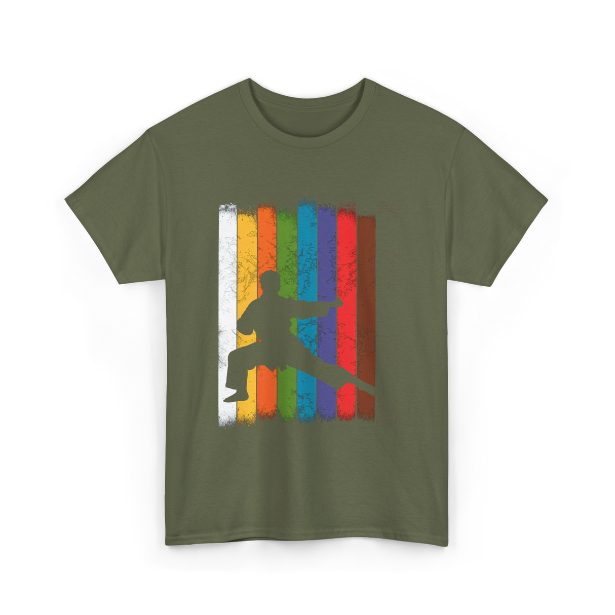 Karate Silhouette Martial Arts T-Shirt - Military Green