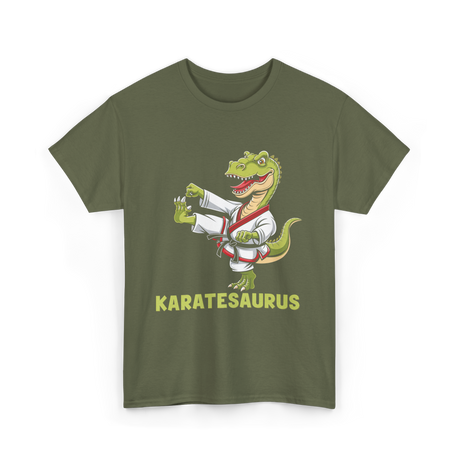 Karatesaurus Karate Dinosaur T-Shirt - Military Green