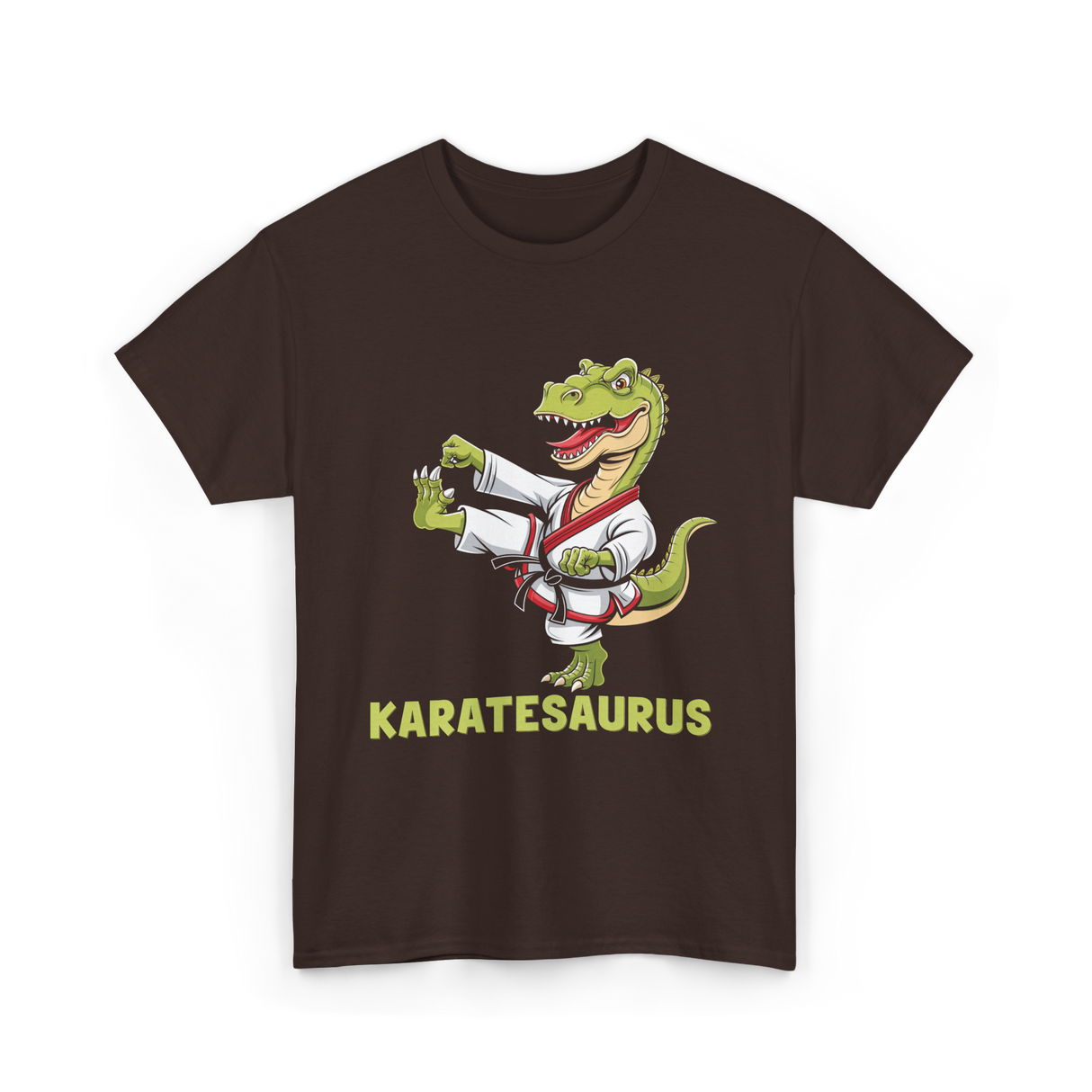 Karatesaurus Karate Dinosaur T-Shirt - Dark Chocolate