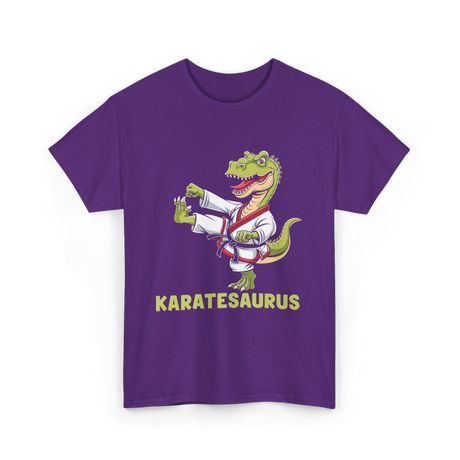 Karatesaurus Karate Dinosaur T-Shirt - Purple