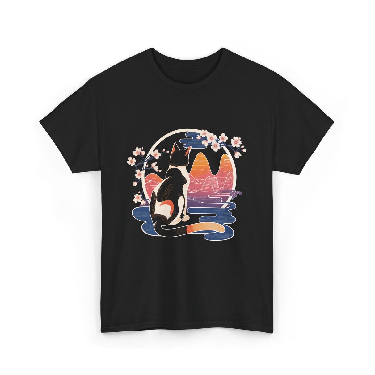 Kawaii Cat Japanese Art Cat T-Shirt - Black