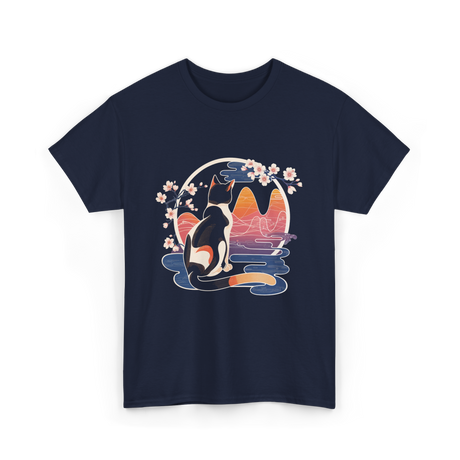 Kawaii Cat Japanese Art Cat T-Shirt - Navy