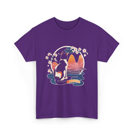 Kawaii Cat Japanese Art Cat T-Shirt - Purple