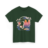 Kawaii Cat Japanese Art Cat T-Shirt - Forest Green