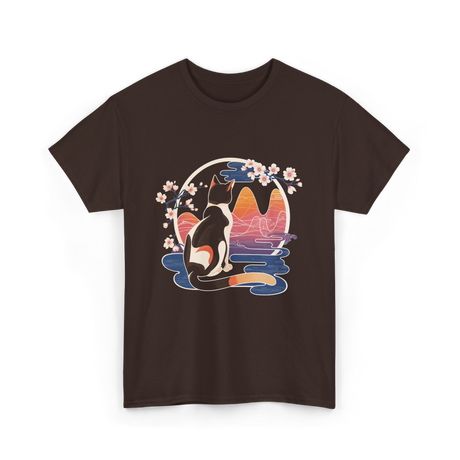 Kawaii Cat Japanese Art Cat T-Shirt - Dark Chocolate