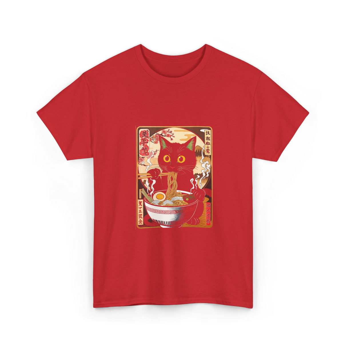 Kawaii Cat Ramen Anime Cat Lovers T-Shirt - Red