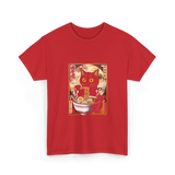 Kawaii Cat Ramen Anime Cat Lovers T-Shirt - Red