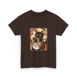 Kawaii Cat Ramen Anime Cat Lovers T-Shirt - Dark Chocolate