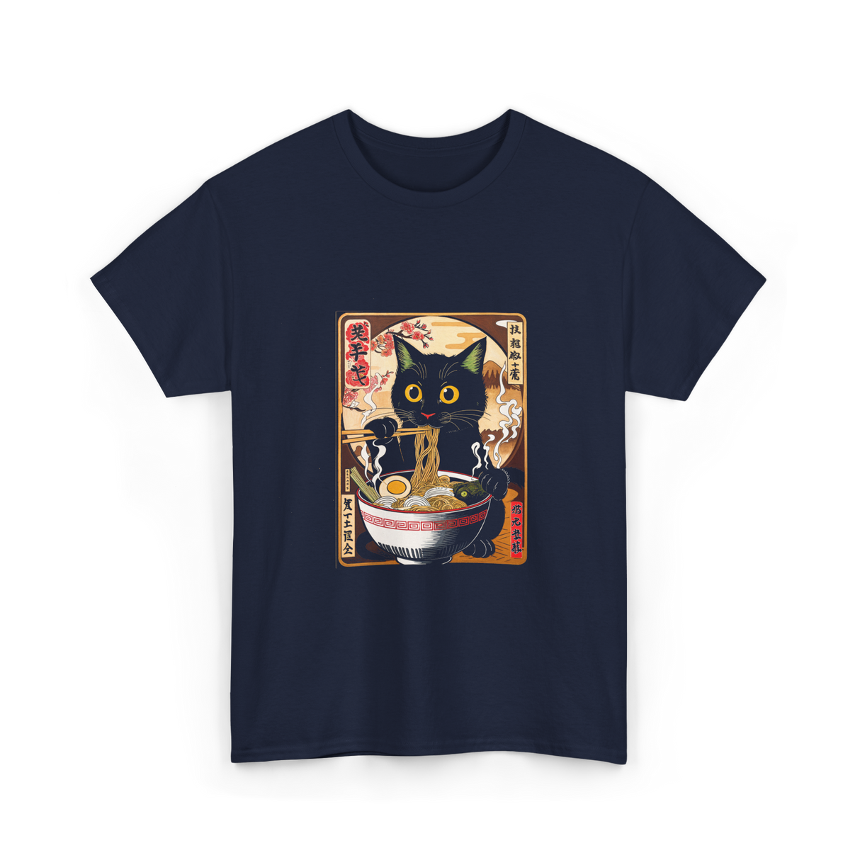 Kawaii Cat Ramen Anime Cat Lovers T-Shirt - Navy