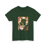 Kawaii Cat Ramen Anime Cat Lovers T-Shirt - Forest Green