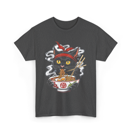 Kawaii Cat Ramen Noodle Cat T-Shirt - Dark Heather