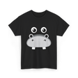 Kawaii Hippo Face Animal Hippo T-Shirt - Black