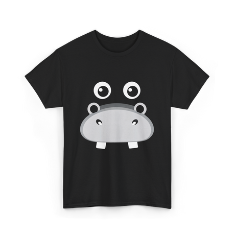 Kawaii Hippo Face Animal Hippo T-Shirt - Black