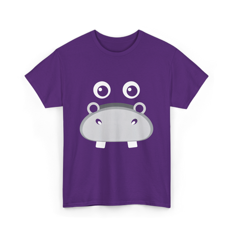 Kawaii Hippo Face Animal Hippo T-Shirt - Purple