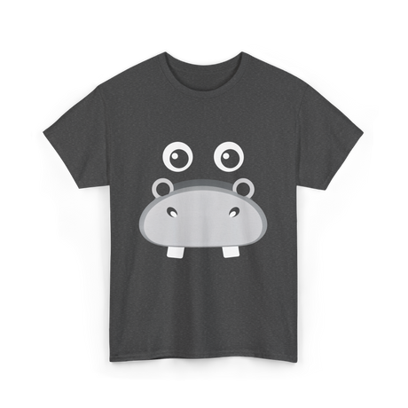 Kawaii Hippo Face Animal Hippo T-Shirt - Dark Heather