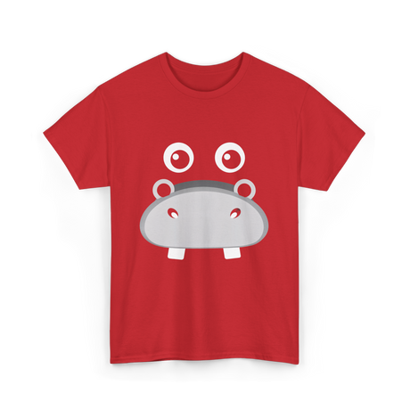 Kawaii Hippo Face Animal Hippo T-Shirt - Red