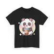 Kawaii Panda Drinks Boba Panda T-Shirt - Black