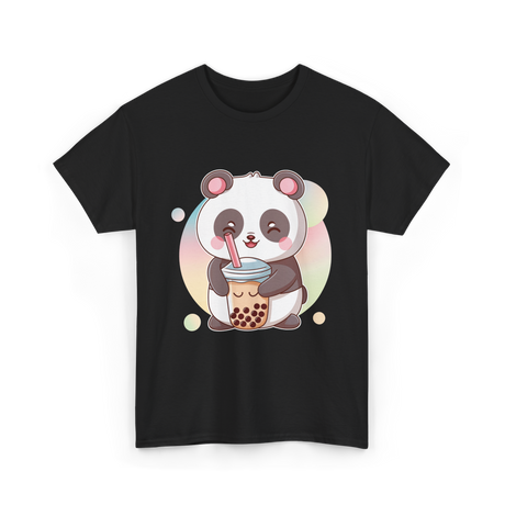 Kawaii Panda Drinks Boba Panda T-Shirt - Black