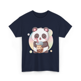 Kawaii Panda Drinks Boba Panda T-Shirt - Navy