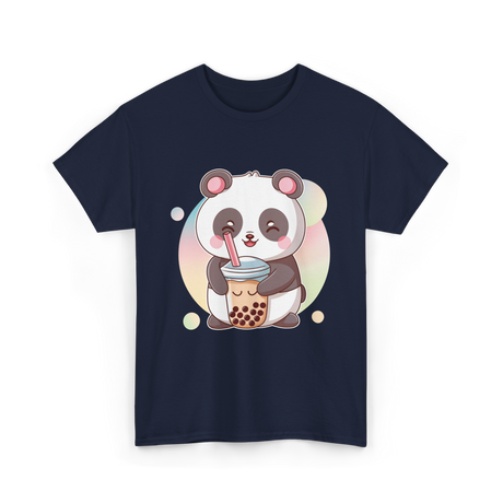 Kawaii Panda Drinks Boba Panda T-Shirt - Navy