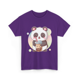 Kawaii Panda Drinks Boba Panda T-Shirt - Purple