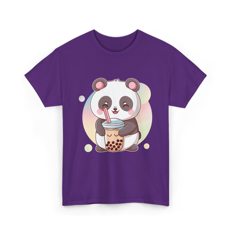 Kawaii Panda Drinks Boba Panda T-Shirt - Purple