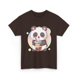 Kawaii Panda Drinks Boba Panda T-Shirt - Dark Chocolate