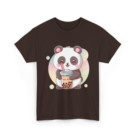 Kawaii Panda Drinks Boba Panda T-Shirt - Dark Chocolate