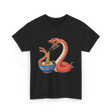 Kawaii Ramen Snake Art T-Shirt - Black